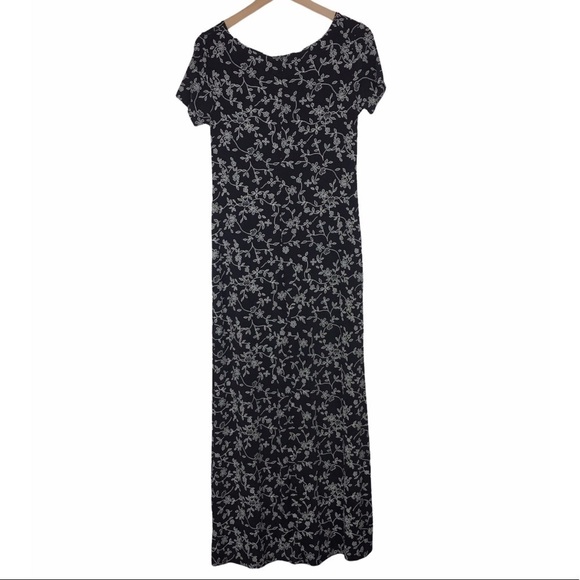 VINTAGE Nina Piccalino 90s Dress Maxi Long Stretchy Floral Gothic Lolita Large - Picture 3 of 8